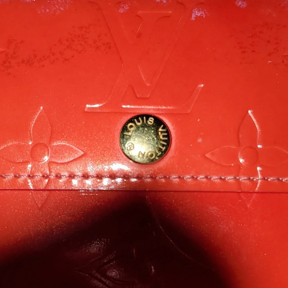 LOUIS VUITTON Vintage Red Snap Wallet w Callouts